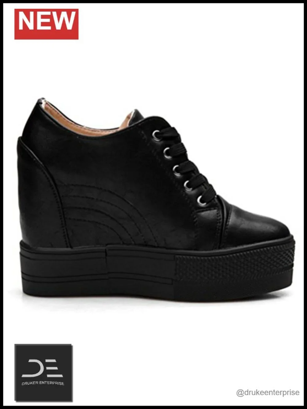 Women's Platform Wedge Sneakers Hidden Heel Lace-Up Walking Shoes
